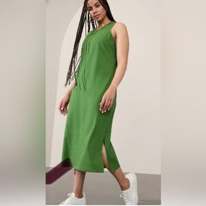 NWOT Athleta Essentials Midi Dress Baja Green Athleisure Tank Dress Size Large P